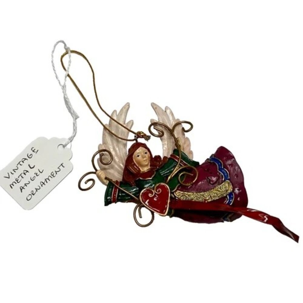 Vintage Metal Angel Ornament Seasonal Holiday Christmas Ornaments Decor EUC